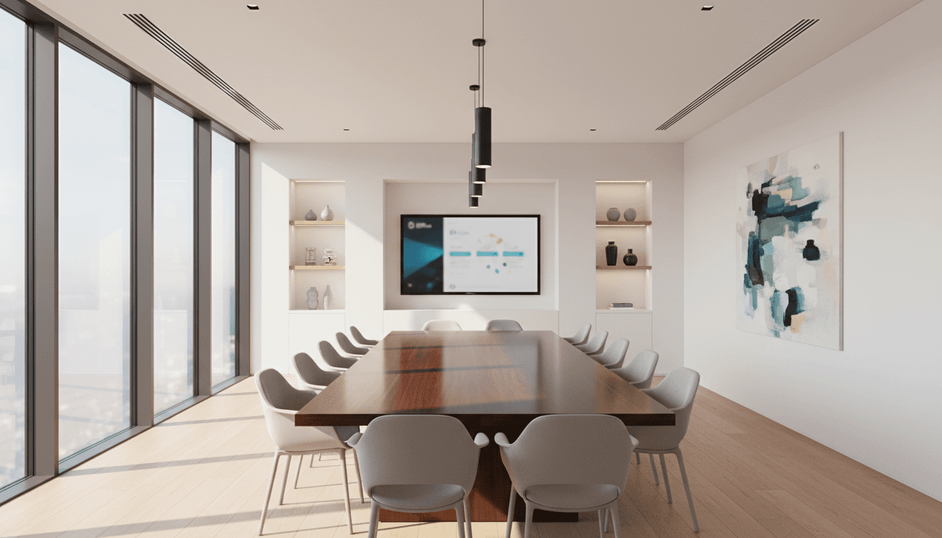 Sala de reuniones vacía y formal